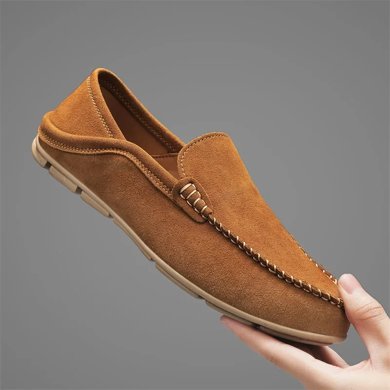 Men'S Shoes Hey Dude - Modne, zamszowe, skórzane mokasyny męskie, oddychające,