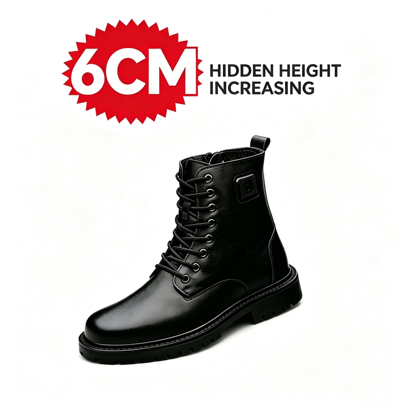 Men'S Shoes With Height Increase - Męskie skórzane buty z ukrytym podwyższeniem