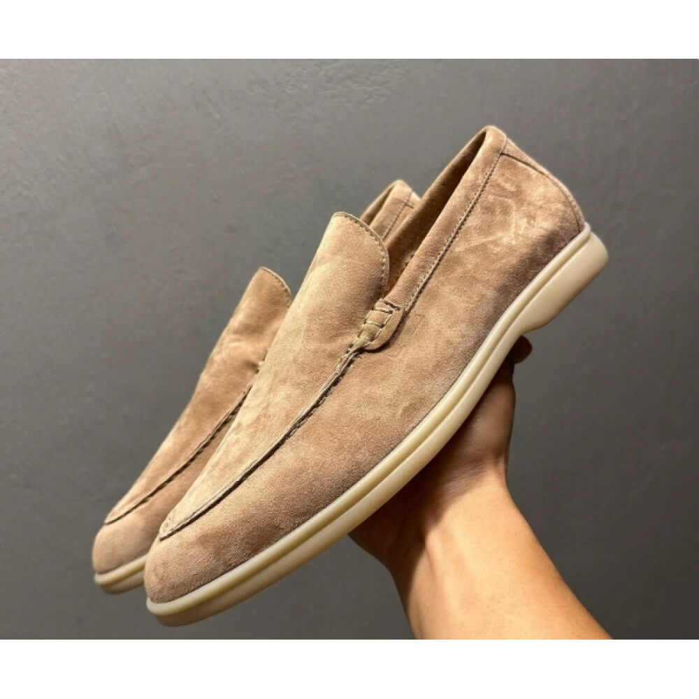 Men'S Shoes Smart - Luksusowe beżowe mokasyny z zamszu –